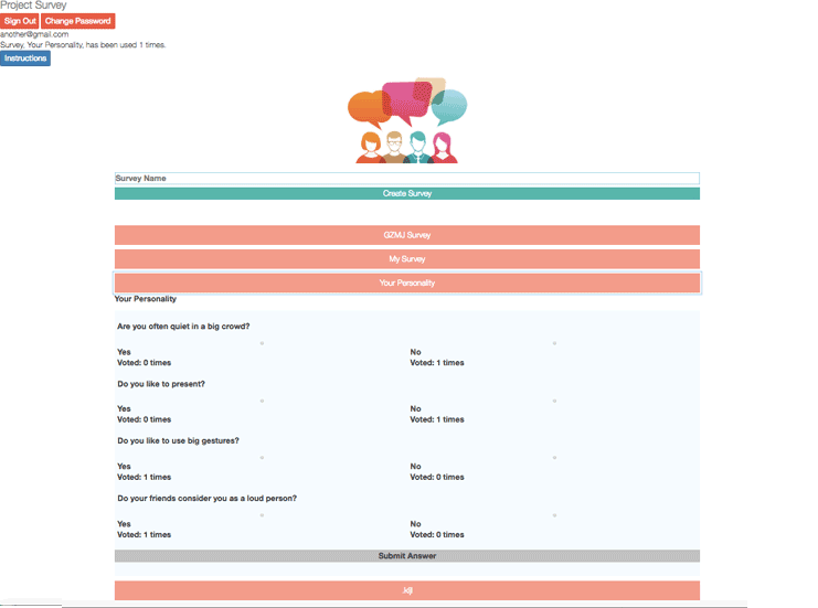 Full stack web application - SURVEY TOOL